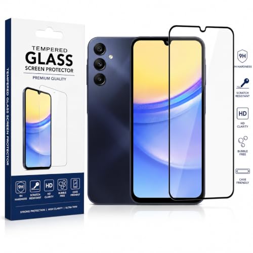 Image of ESD Full HD Compatible with Samsung Galaxy A15 4G / A15 5G / M15 5G / F15 5G / A25 5G tempered glass Edge to Edge Coverage screen guard protector with installation Cleaning kit