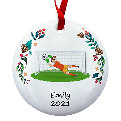 Female Goalkeeper Soccer Christmas Ornament