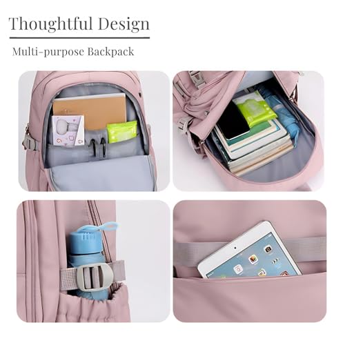 Cute School Laptop Backpack with Large Capacity Multiple Pockets for Girls Travel Friendly with Luggage Strap Accessory Included (Blue)4