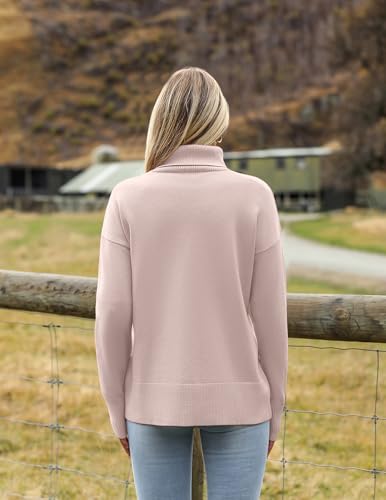 Image of Zeagoo Women's Turtleneck Sweater 2026 Fall Winter Chunky Knitted Pullover | High Low Hem Trendy Basic Jumper Top, Long Sleeve Casual Knit Pullover 2026, Fall Fashion Outfits, Winter Clothing for Women