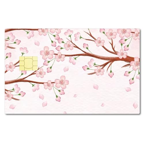 CREATCABIN Pegatinas Tarjetas Crédito Diseño Flor Cerezo,Cubierta Tarjeta Débito,Personaliza Pegatinas PiTarjeta Vinilo Rosa Extraíbles, Protectora,lgada,paracoración,186x137mm