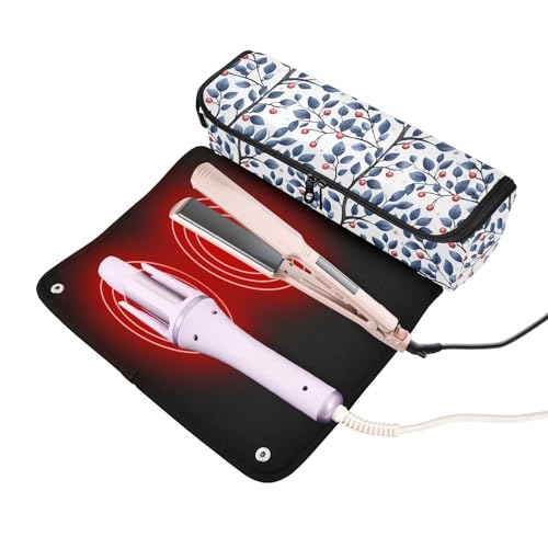 Bolsa organizadora de viaje para herramientas de cabello resistente al calor con diseño de mármol y hojas para planchas y rizadores miniatura 2