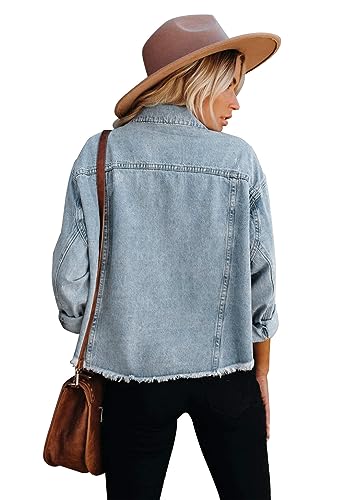 Jayscreate Women's Jean Denim Jacket Pockets Oversized Ripped Short Light Cropped Mini Lightweight Ladies Denim Jacket2