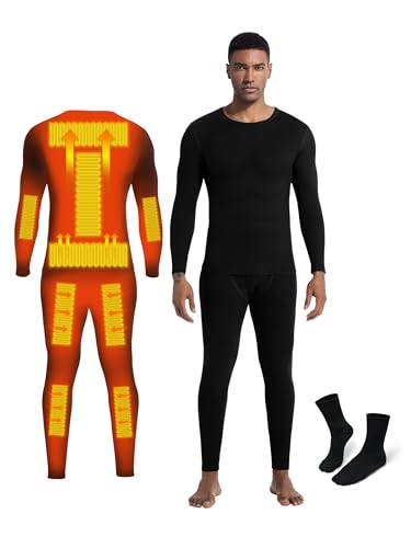Warm Thermal Underwear Set Mens Base Layer Long Johns Winter Hunting Gear Bottom Leggings Top with Mens Crew Socks4