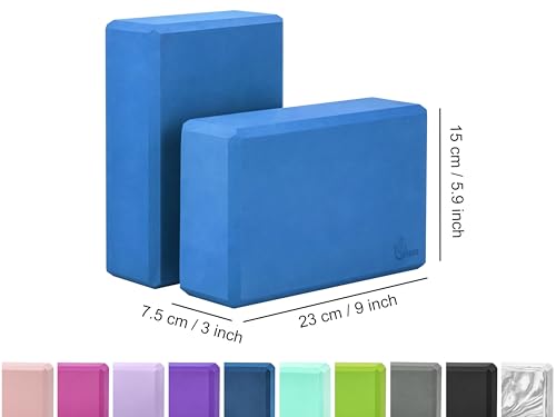 Image of Exerz EXYB-002 Yoga Blocks 2PK High Density - Comfortable Fitness Foam Bricks, Anti-Slip, Lightweight and Travel Friendly