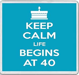 Keep Calm Life Begins at 40 - Large Square Acrylic Coaster