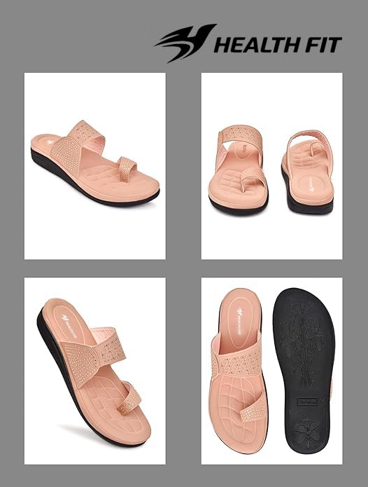 Image of HEALTH FIT EXTRA SOFT Women's Comfortable Memory Foam Doctor Slippers /Flip-Flops|Fashionable Casual & Stylish|Lightweight & Breathable|Outdoor Synthetic Casual Chappals Sandals Ladies & Girls HF24
