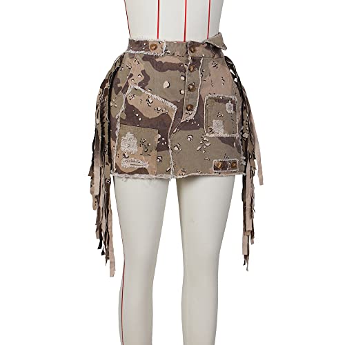 Tivuzvo Camo Skirts For Women High Waisted Short Mini Skirt With Pocket Camouflage Skirt With High Split Army Fatigue Skirts Cargo Skirts #TOP2