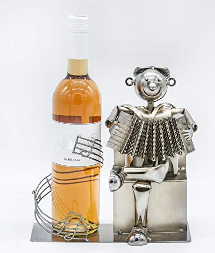 Flaschenhalter Harmonika Spieler Akkordeon mit Musiknoten Geschenk Wein Cover