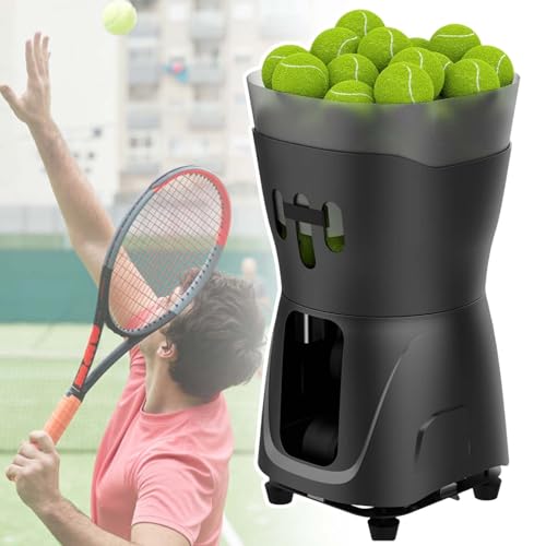 vnmudzeo Cordless Lightweight Tennis Ball Machine,Speed/Spin/Frequency Adjusted,65+ Capacity Tennis Ball Training Machine,for Kids Beginners,Black