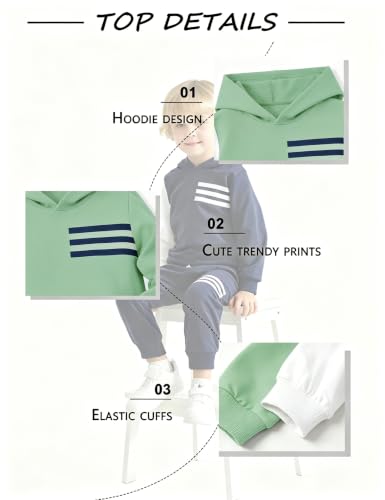 Image of Toddler Boy Clothes Long Sleeve Hoodie Sweatsuits Tops and Pants 2Pcs Boys Fall Winter Outfits Set