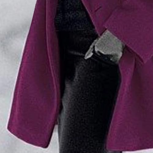 Manteau d'hiver décontracté chaud coupe ample boutonné sur le devant violet L - 4