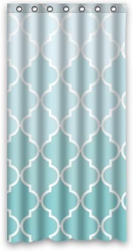 36"(Width) x 72"(Height)Stylish Lovely Teal Fade Moroccan Tile Quatrefoil Pattern Bathroom Shower Curtain Shower Rings Included, 100% Polyester (New Polyester) - Comfortable Life Bathroom Exclusive