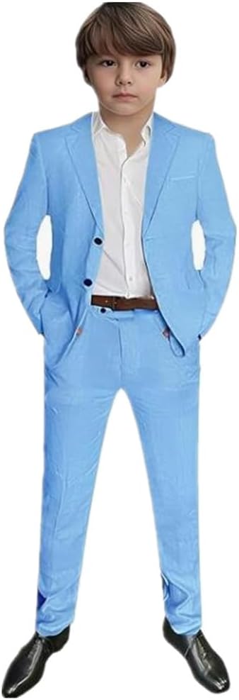 Boys Kids Linen Suit Formal Toddler Beach Wedding Tuxedos Lightweight School