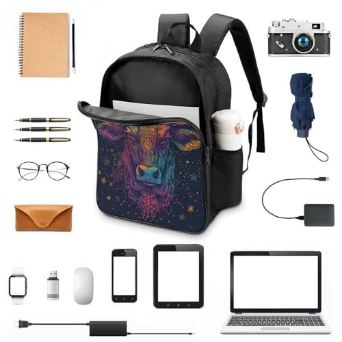Mochilas escolares juveniles de primaria con estampado de vaca y gran capacidad 4