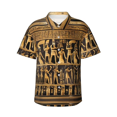 Chemise hawaïenne imprimé égyptien homme, ensemble d'été aux finitions soignées