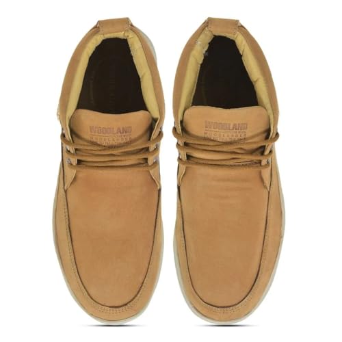 Image of Woodland Men Camel Nubuk Buff Casuals Laces