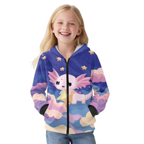 YEXIATODO Girls Long Sleeve Hooded Sweatshirt Zipper Crop Top Hoodies Pullover Sweatshirts with Pocket for Girl