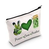 WZMPA Bolsa de maquillaje para amantes de los pepinillos de pepinillo, regalo de fiesta de pepinillos de amor de la paz, bolsa de cremallera de maquillaje, bolsa de mercadería, Peace Pickles