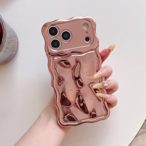 Coque iPhone 13 rose électroplaquée au fini brillant et vagues de protection