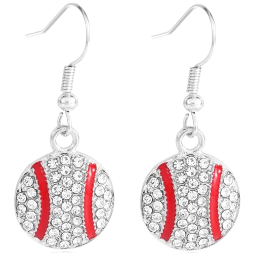 Mikovivi Baseball Ohrringe, 3,5cm Exquisiter Baseball Schmuck aus Legierung für Damen Sport Ohrringe Schmuckgeschenk für Sportliebhaber und Spieler (mit Strasssteinen, Ohrhänger) Mikovivi Baseball Ohrringe, 3,5cm Exquisiter Baseball Schmuck aus Legierung für Damen Sport Ohrringe Schmuckgeschenk für Sportliebhaber und Spieler (mit Strasssteinen, Ohrhänger)