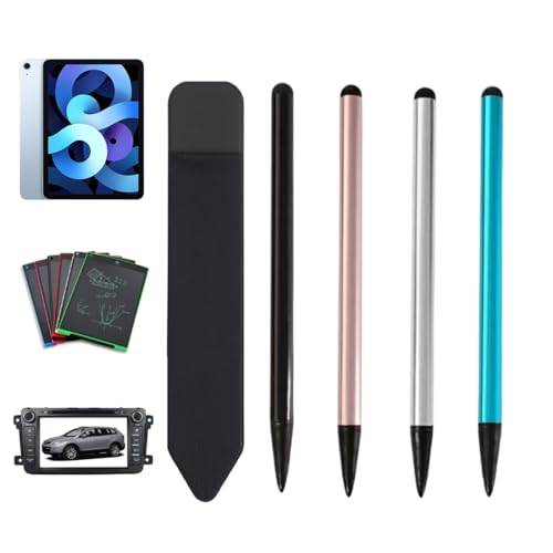 QEXUJOW Punteros para móviles,Paquete de 4 lápices ópticos capacitivos de doble cabezal para pantalla táctil, resistentes, compatibles con ordenadores, teléfonos móviles y tabletas, con estuche negro