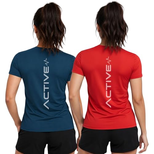 Image of 3Colors Women's Active Dry Fit Sports Active T-Shirt | Quick Dry Gym Workout Tee | Athletic Running Training Top-Active Signal