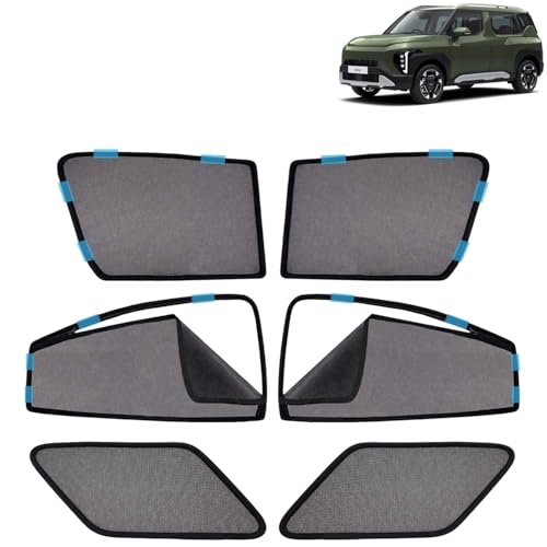 Image of KINGSWAY Car Sun Shade Curtains Only Compatible with Kia Syros (2025 Onwards) | Front Window in Half Cut and Rear in Zipper (Magnetic) | UV & Heat Protection | Pack of 6 Pcs