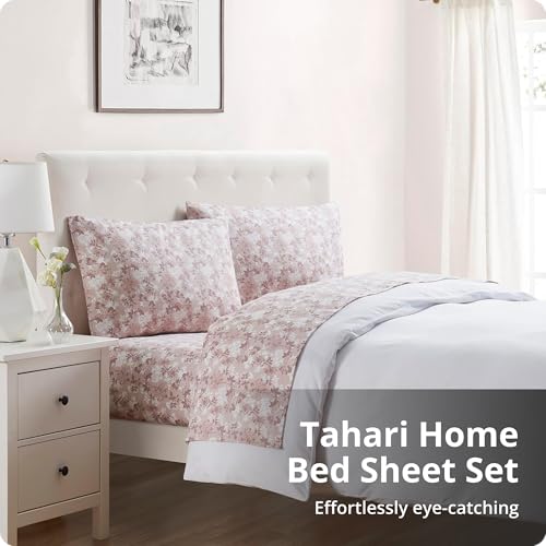 Image of Tahari Home Brushed Flannel 4-Piece Bedding Set, Queen, Mora Blush