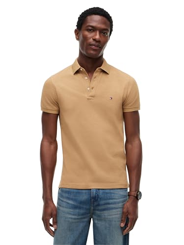Image of Tommy Hilfiger Men's Short Sleeve Polo Shirts in Slim Fit with Stretch and Organic Pique Cotton