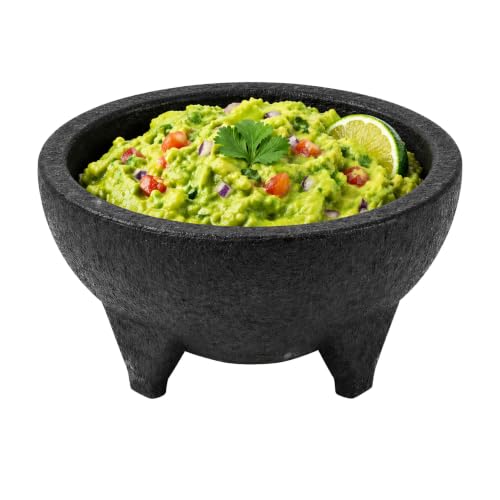 Restaurantware 56 oz Black Plastic Molcajete Salsa Bowls, 3 Legs, 1 Count