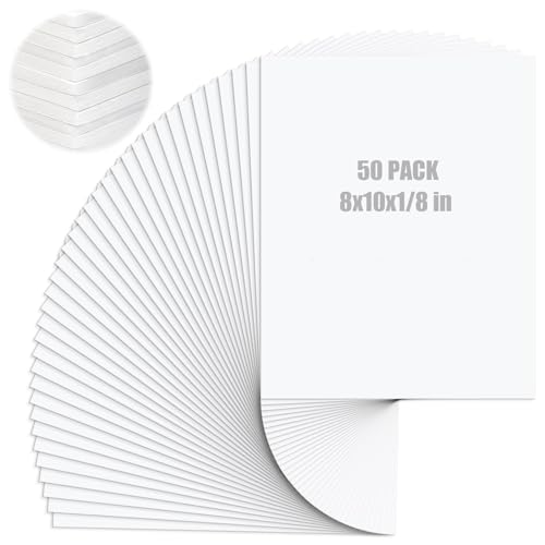 Mat Board Center, Pack of 50 Foam Core Backing Boards, Mounting Board (8x10 - Foam Board, White)