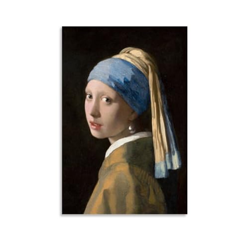 GAJUST Johannes Vermeer Poster de peinture La jeune femme avec la perle ou la fille avec un turban (Het Meisje Met D, sans cadre, 40 x 60 cm)
