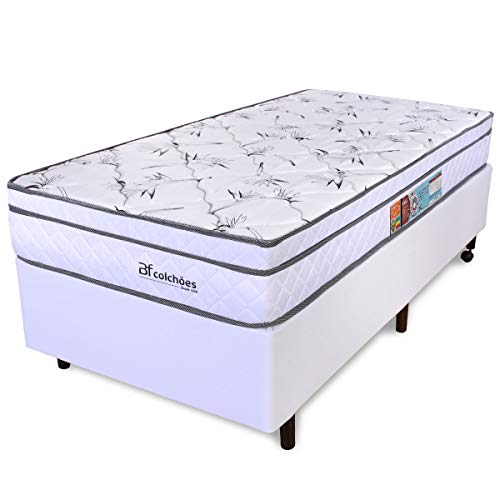 Cama Box Solteirão Colchão Molas Ensacadas Com Pillow Top E Box Corano Wave 97x203x58cm BF Colchões