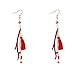 Produktbild Idolyu Damen Ohrringe Bohemian Crystal Wool Fringe Lange Ohrringe Sweet Beauty Ohrringe Rot