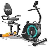 Recumbent Exercise Bike for Home Use, Quiet Recumbent Stationary Bikes for Adults & Seniors, 16-Level Resistance, Adjustable Seat, Supports 400LB, Pulse Sensors & LCD Display (Orange)