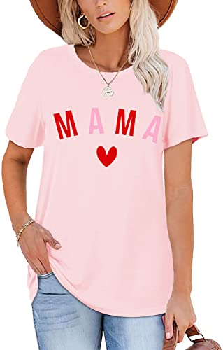 Mama Mini Shirts Mommy and Me Outfiits Love Heart Graphic Short Sleeve Casual Tops Family Matching Clothes3