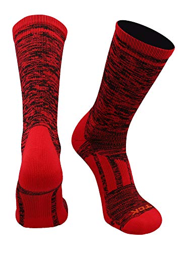 TCK Heathered Crew Socks (Scarlet/Black, Small)
