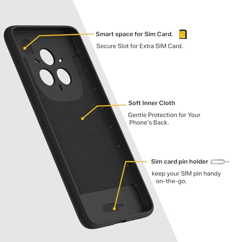 Image of Pikkme Back Cover for Realme 14 Pro Plus 5G / Realme P3 Pro 5G Camera Protection 3D Hexa Cube Design Silicone Protective Bumper Case (Black)