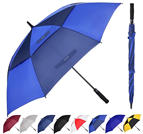 Image of Golf Umbrella Large 62 /68 /72 Inch, Extra Large Oversize Double Canopy Vented Windproof Waterproof Umbrella, Automatic Open Golf Umbrella for Men and Women and Family