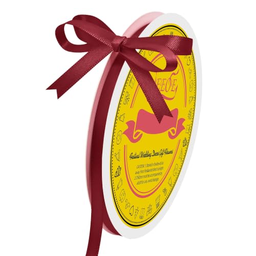 Image of Double Face Sherry Satin Ribbon 1 /4 inch X 50 Yards Polyester Sherry Ribbon for Gift Wrapping Very Suitable for Weddings Party Hair Bow Invitation Decorations and More
