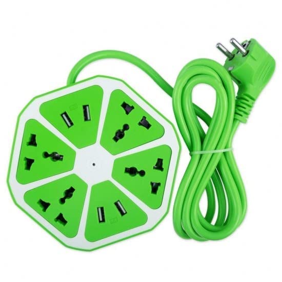 Multi-Purpose Hexagon Socket with 4 USB Slot and 4 Power Extension Cord (Multicolor)-image-1
