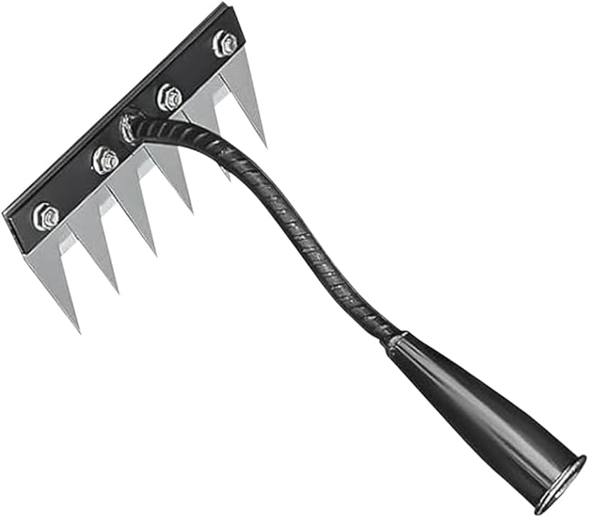 Gardenia Iron Weeding Rake, 5/6/7/8 Removable Handle Teeth Carbon Steel Garden Weeding Rakes for Gardening and Weedings