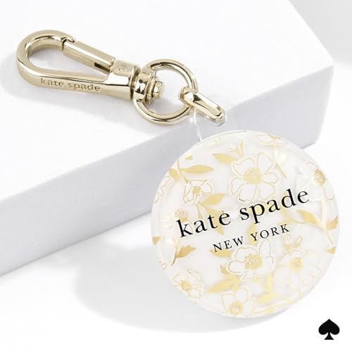 Image of kate spade new york AirTag Holder with Gold Ring Clip - Sunshine Floral