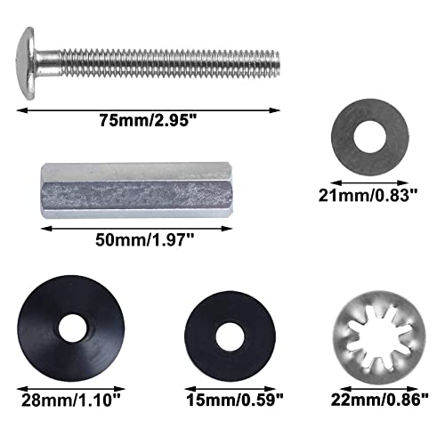 Ifealclear 2 Pcs Toilet Seat Bolts Kit, Universal Heavy Duty Stainless Steel With Extra Long Downlock Nuts Rubber Washers Gaskets And Easy To Install -Bathroom Toilet Repair Screw #TOP2