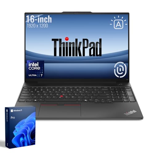 Image of PCONLINE Lenovo ThinkPad E16 Business AI Laptop, 16 inch FHD+ Anti-Glare Touchscreen, Intel Core Ultra 7 155U, 64GB DDR5, 2TB SSD, Fingerprint, Backlit KB, HDMI, 1080p Webcam, Wi-Fi 6, Windows 11 Pro