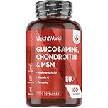 Glucosamine and Chondroitin Supplement - 180 Capsules - Up to 6 Months Supply - with Hyaluronic Acid, MSM, Vitamin C & Turmeric - Gluten-Free & Non-GMO Glucosamine & Chondroitin Complex