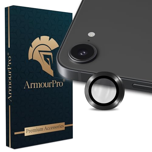 Image of ArmourPro Premium Camera Lens Protector Tempered Glass Compatible For iPhone 17e Tough HD Individual Aluminum Alloy Rings 9H Camera Cover, Scratch-Resistant,Camera Lens Protection| Black