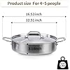 Amazon.com: DELARLO Tri-Ply Stainless Steel 5 Quart Braiser Pan with ...