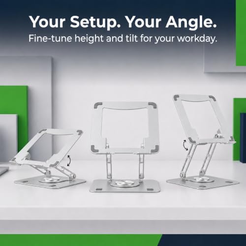 Image of Uncaged Ergonomics Swivel Laptop Stand for Desk, Adjustable Computer iPad Stand for Desk w / 360 Rotation, Portable Laptop Holder for Home Office Ergonomic Supplies (Graphite Gray)